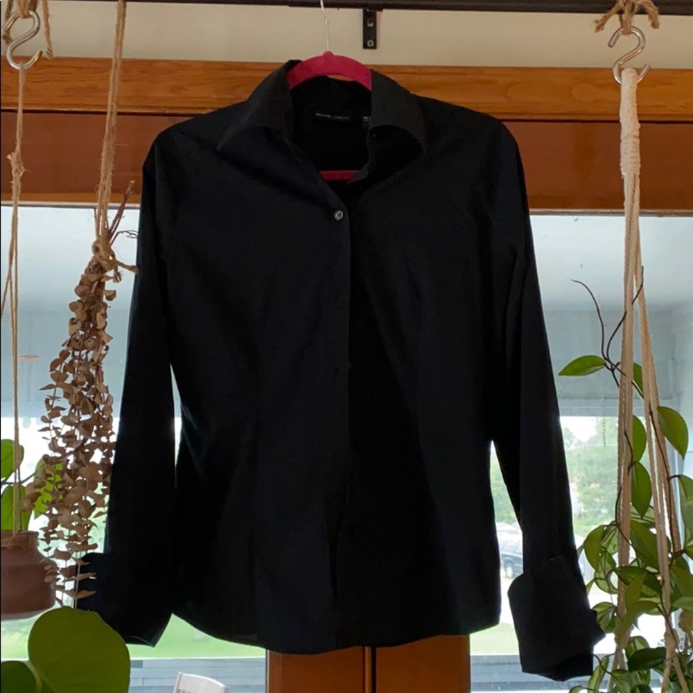 Black Collared Button-Down  Shirt